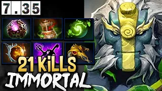 Earth Spirit Dota 2 7.35 with 21 Kills and Refresher - Dota Gameplay