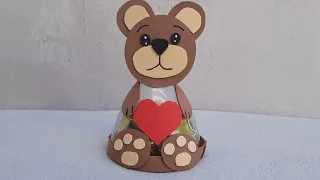 Urso feito de Garrafa Pet. ideia para o Dia dos Namorados🐻❤️