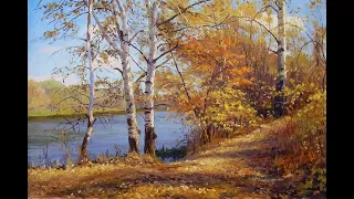 Simple autumn landscape with birches for beginners|how to draw birches in autumn #painting