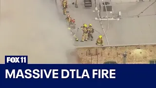 Fire erupts in downtown Los Angeles