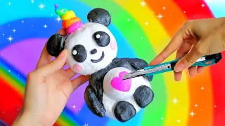 ¿QUÉ HAY DENTRO DE UN PANDA PANDICORNIO, slime? cortando y abriendo al pandicornio goloso