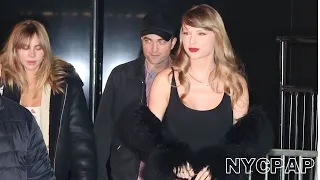 TAYLOR, SWIFT, ROBERT PATTINSON, & SUKI WATERHOUSE, ARRIVE TO THE AFTER PARTY FOR POOR THINGS in NYC