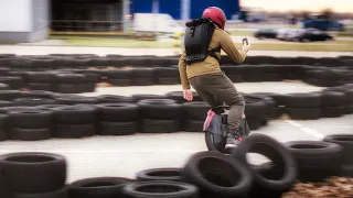 #EUC - electric monowheel time trial on a go-kart track (how fast can it go?)