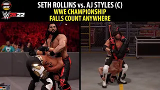 Seth Rollins vs AJ Styles (C) WWE Championship | Falls Count Anywhere | WWE 2K22 Gameplay