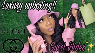 Gucci unboxing| GUCCI RUBBER PINK SANDAL| LUXURY UNBOXING| REVIEW& FIRST IMPRESSION