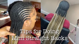 Tips For Doing Mini Straight Back Feed in Braids | Ombré Straight Back Braids
