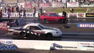 Toyota Starlet vs Ford Thunderbird - Import vs Domestic Drag Race From The Hail Mary Derby