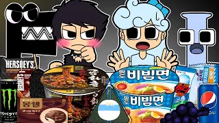 Convenience Store BLACK BLUE Food Real Life Humanized Alphabet Lore F vs I MUKBANG ANIMATION | ASMR