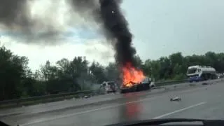 Страшная лобовая авария с пожаром! Трасса Киев-Одесса