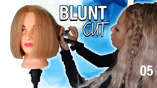 one length blunt haircut step by step | beginner | cosmetology milady chapter 16 #05