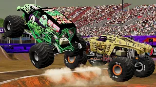 Grave Digger vs Max-D Freestyle - 16 Truck BeamNG.Drive Monster Jam
