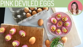 Pink Dyed Deviled Eggs - Just Giulia