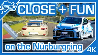 GR Yaris Action on NÜRBURGRING NORDSCHLEIFE - Fast Fun Lap with some close calls - BTG 4K GT3 991