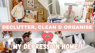 DECLUTTER, ORGANISE, RESTOCK & DEEP CLEAN MY DEPRESSION HOME | Struggling First Time Mum *NEW 2024*