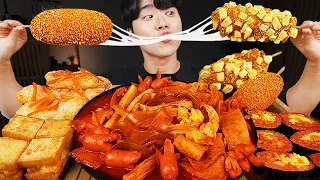 ASMR MUKBANG | RICE CAKE Tteokbokki, Fire Noodles, gimbap, fried chicken recipe ! eating