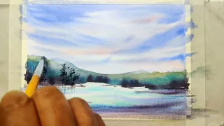 Easy Watercolor Landscape Painting | Beginners