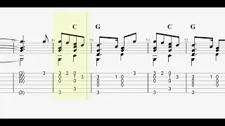 Joy to the World with full tablature/sheet music for solo fingerstyle guitar
