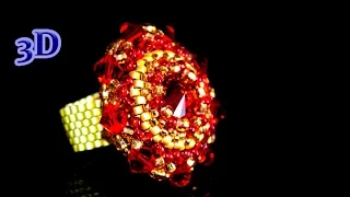 Beaded Ring with Swarovski Elements. 3D Beading Tutorial