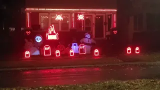 Reed Family Light Show Halloween  2022 (Running up That Hill. Stranger Things MIX)