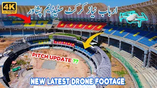 Arbab Niaz Cricket stadium Peshawar Latest Updates | Chairs Installations 4Th Stands 4K Drone Video