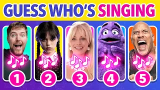 Guess Who's Singing 🎙️🎶🔥 Mr Beast, Wednesday Addams, Barbie, Grimace, The Rock