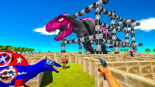 FPS AVATAR SAVE REXY T-REX FROM DINOSAURS MAZE - Animal Revolt Battle Simulator