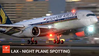 40 Minutes of GREAT NIGHT PLANE SPOTTING at LAX with ATC| Los Angeles International Airport