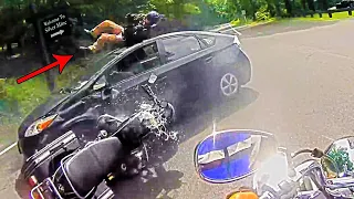 Rider FLEW Over the Car | Epic and Crazy Motorcycle Moments 2021