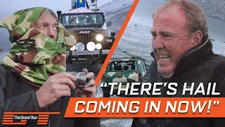 Can Clarkson, Hammond and May Outrun This Huge Hailstorm Down a Volcano? | The Grand Tour