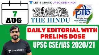 7th Aug - Daily Current Affairs | The Hindu Summary & PIB - Pre Mains (UPSC CSE/IAS 2020)