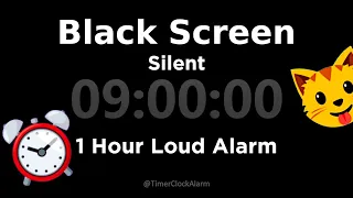 Black Screen 🖥 9 Hour Timer (Silent) 1 Hour Loud Alarm | Sleep and Relaxation