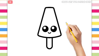 How to Draw an Ice Cream Easy Step by Step Drawing Colours For Kids and Toddlers Simple Draw