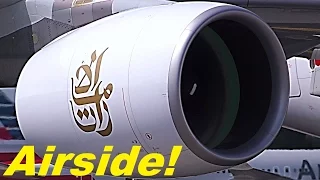 Airbus A380 engine start up! INCREDIBLE SOUND very close!! An object goes inside engine!!