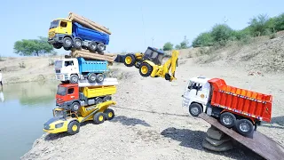 Accident Dumper Tipper Truck Pulling Out JCB Ford Tractor Crane ? Cartoon Jcb Tractor Truck | CS Toy