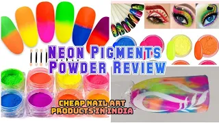 Neon pigment powder for nail art | Cheap Nail Art Products in India on Amazon | Neon Summer Nail Art