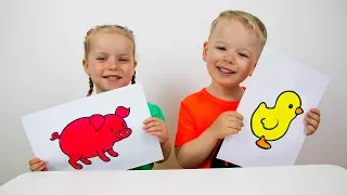 Gaby and Alex - Educational activity for children with Finger Paints and Coloring 2