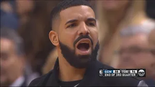 Drake Gets Shocked By Kevin Durant's Half Court Shot! Warriors vs Raptors 2018 NBA Season