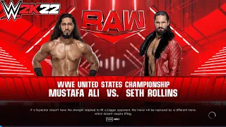 Mustafa Ali vs Seth Freakin' Rollins United States Championship | WWE 2K22 (Match)