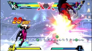 UMVC3 Morrigan combo that lands 17 Soul Drains for 5 bars