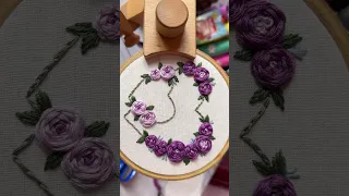 Floral heart wreath embroidery #embroidery #youtubeshorts #art #trending #shorts