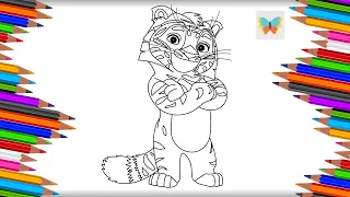 Как нарисовать Тига из мультика Лео и Тиг | Рисуем и Учим Цвета | Kids Coloring