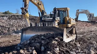 Caterpillar D9R Bulldozer Working With Caterpillar 385C & Terex RH30F-Sotiriadis Construction Works