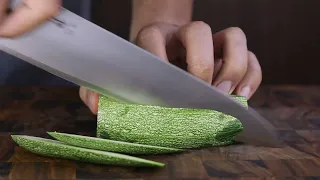 Kiryu Satoshi SG2 240mm Migaki Gyuto vs Zucchini