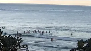 Before sunrise Wim Hof followers or athletes cooling off? Captured on Clifton live stream webcam
