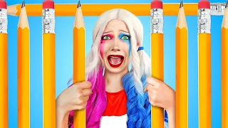 Harley Quinn está en la cárcel de pintura | ¡Desafío de pintura yo VS. la abuela! Trucos de crianza