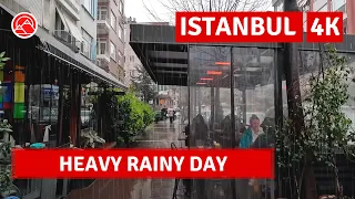 Istanbul Heavy Rainy 2023 Besiktas District 11 March Walking Tour|4k UHD 60fps