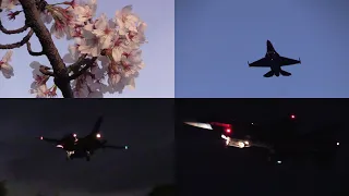 19/04/16 岐阜基地 ナイトフライト 飛行開発実験団 ADTW F-2B (#121) Take off &  Landing at JASDF Gifu AB for Night