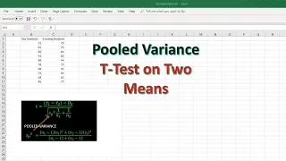 Using Excel for a  Pooled Variance T-test with Equal Variances:  Two Population Means Sigma Unknown