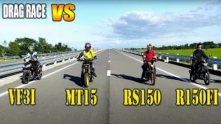 MT15 vs SYM VF3 vs Raider Fi vs RS150 | Drag race