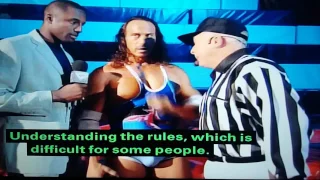 UK gladiators Wolf eats the yellow card.